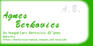 agnes berkovics business card